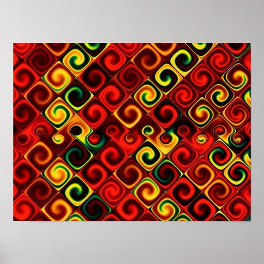 Abstract rood en geel patroon poster (Voorkant)