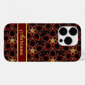 Abstract rood en goud naadloos bloemenmotief Case-Mate iPhone case (Achterkant (horizontaal))