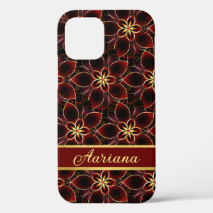 Abstract rood en goud naadloos bloemenmotief Case-Mate iPhone case