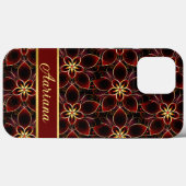 Abstract rood en goud naadloos bloemenmotief Case-Mate iPhone case (Achterkant (horizontaal))