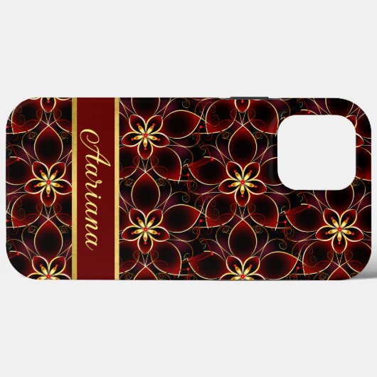 Abstract rood en goud naadloos bloemenmotief Case-Mate iPhone case (Achterkant (horizontaal))