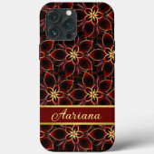 Abstract rood en goud naadloos bloemenmotief Case-Mate iPhone case (Achterkant)