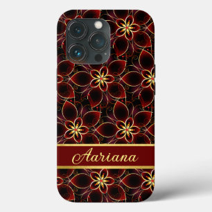 Abstract rood en goud naadloos bloemenmotief Case-Mate iPhone case