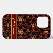 Abstract rood en goud naadloos bloemenmotief Case-Mate iPhone case (Achterkant (horizontaal))