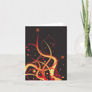 Abstract Rood en Goud Wervelend Bloemmotief Kaart