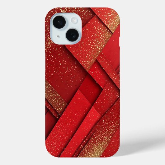 Abstract rood en gouden geometrisch ontwerp Case-Mate iPhone case (Achterkant)
