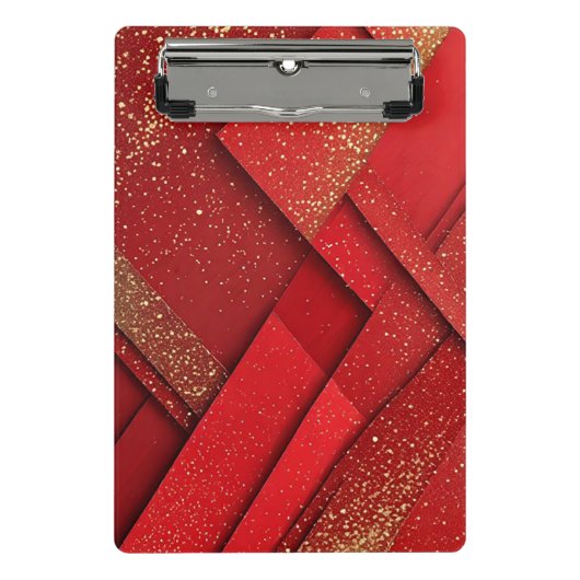 Abstract rood en gouden geometrisch ontwerp mini klembord (Voorkant)