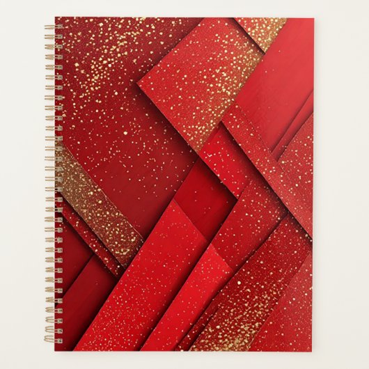 Abstract rood en gouden geometrisch ontwerp planner (Voorkant)
