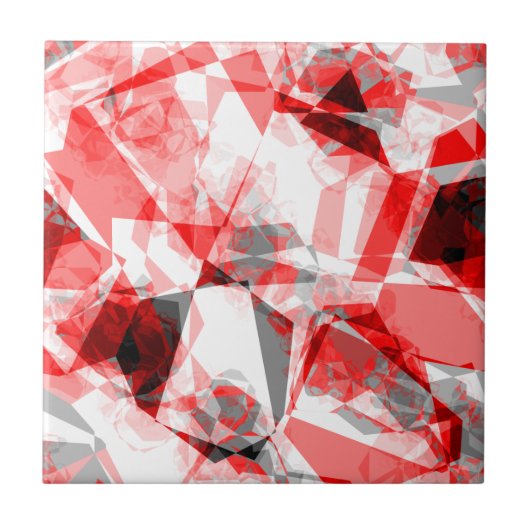 Abstract rood en grijs geometrisch patroon tegeltje (Voorkant)