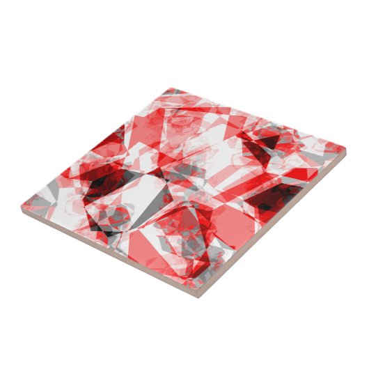 Abstract rood en grijs geometrisch patroon tegeltje (Zijkant)