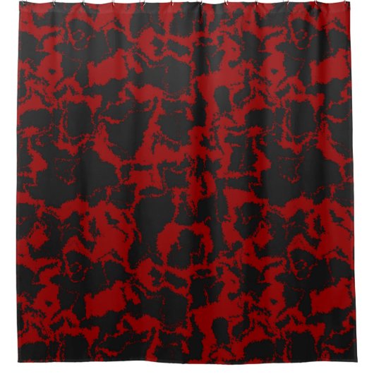 Abstract rood en houtskool douchegordijn (Voorkant)