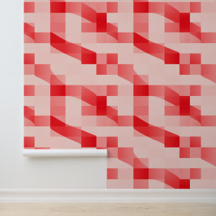 Abstract rood en roze geometrisch patroon behang