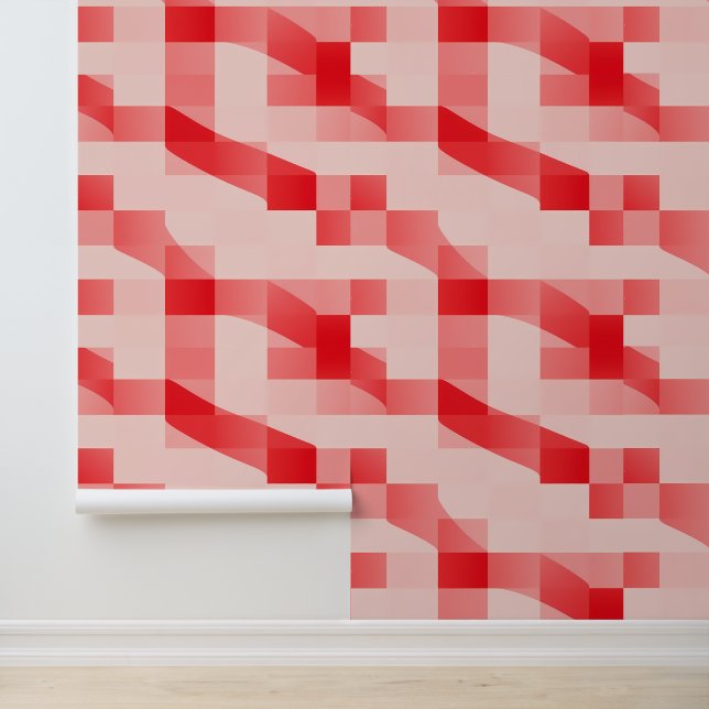 Abstract rood en roze geometrisch patroon behang (Applicatie)