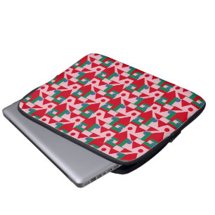 Abstract Rood en Roze Patroon met Stippen Laptop Sleeve