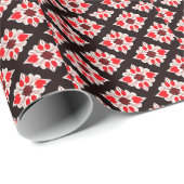 Abstract rood en wit bloemmotief cadeaupapier (Rol Hoek)