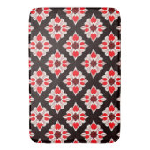 Abstract rood en wit bloempatroon badmat (Voorkant Verticaal)