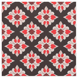 Abstract rood en wit bloempatroon stof