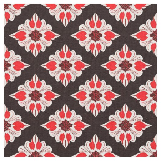 Abstract rood en wit bloempatroon stof (Close Up)