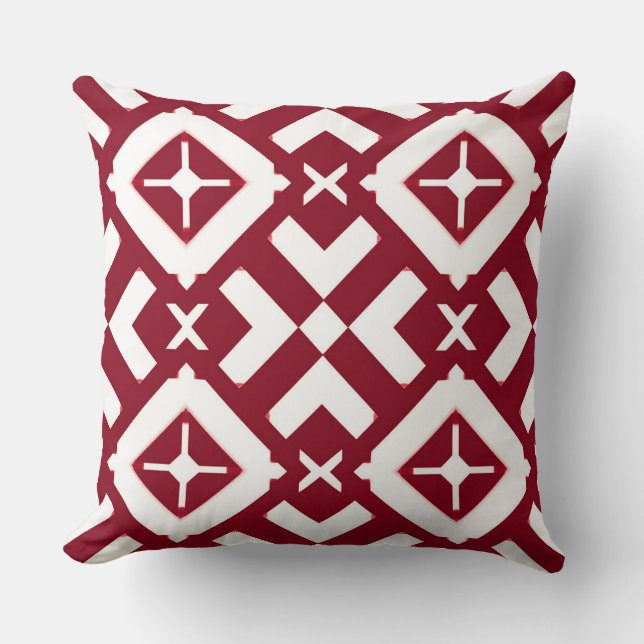 Abstract rood en wit geometrisch patroon kussen (Voorkant)
