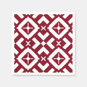 Abstract rood en wit geometrisch patroon servet