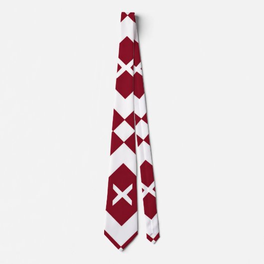 Abstract rood en wit geometrisch patroon stropdas (Voorkant)