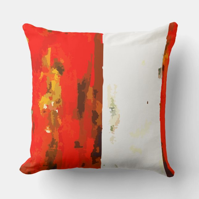 Abstract rood en wit gestreept kussen (Voorkant)