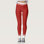 Abstract rood en wit gestreept leggings (Voorkant)