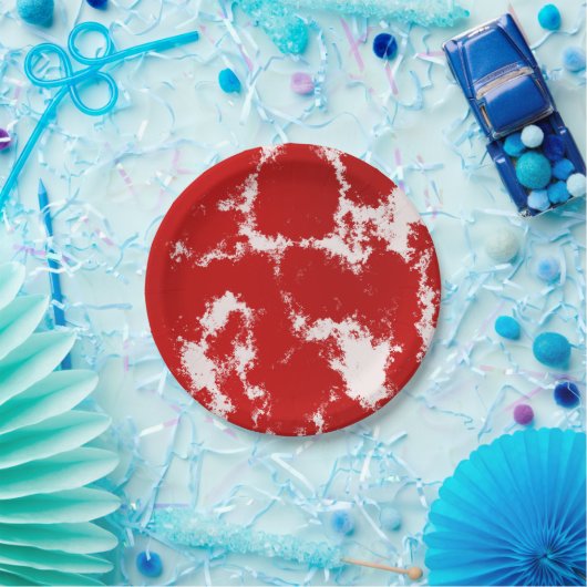 Abstract rood en wit papieren bordje (Feest)