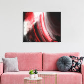 Abstract rood en wit penseelstreken zwart canvas (Insitu (Woonkamer))