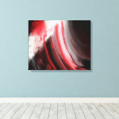 Abstract rood en wit penseelstreken zwart canvas afdruk (Insitu (Houten vloer))