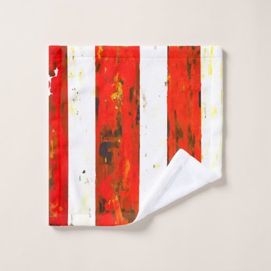 Abstract Rood en Wit Stiped Bad Handdoek (Wasdoekje)