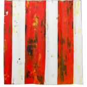 Abstract Rood en Wit Stiped Douchegordijn (Voorkant)