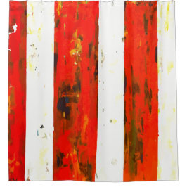 Abstract Rood en Wit Stiped Douchegordijn