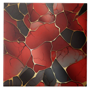 Abstract rood en zwart geometrisch tegeltje