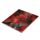 Abstract rood en zwart geometrisch tegeltje (Zijkant)