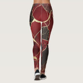 Abstract rood en zwart marmeren effect leggings (Achterkant)