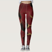 Abstract rood en zwart marmeren effect leggings (Voorkant)