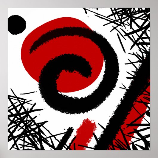 Abstract rood en zwart poster (Voorkant)