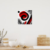 Abstract rood en zwart poster (Keuken)