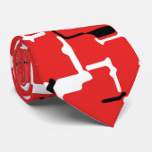 Abstract rood en zwart wit patroon stropdas (Opgerold)