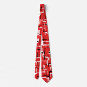 Abstract rood en zwart wit patroon stropdas (Achterkant)