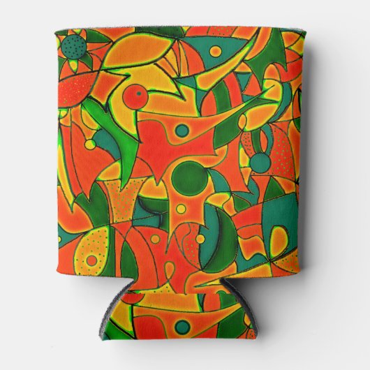 Abstract rood fragmentair patchwork blikjeskoeler (Voorkant)