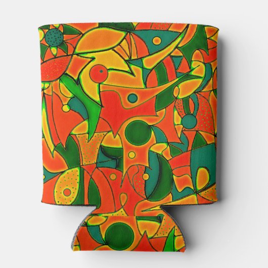 Abstract rood fragmentair patchwork blikjeskoeler (Achterkant)