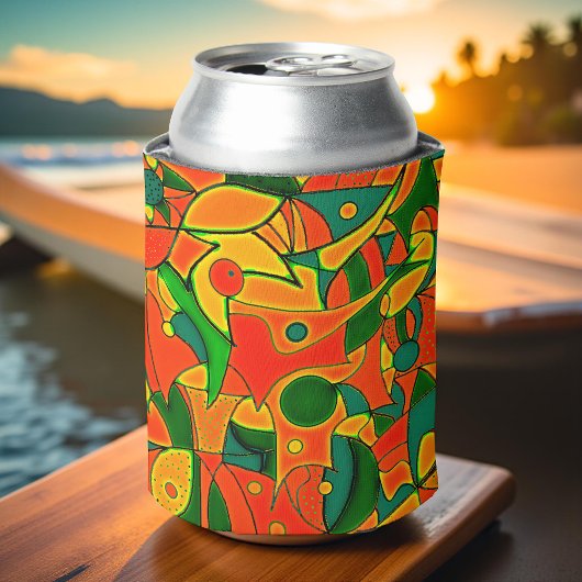 Abstract rood fragmentair patchwork blikjeskoeler