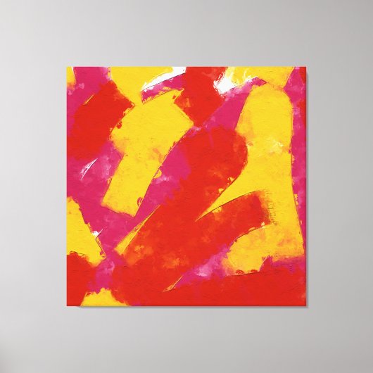 Abstract rood, geel en roze canvas afdruk (Voorkant)
