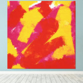 Abstract rood, geel en roze canvas afdruk (Insitu (Houten vloer))