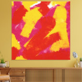 Abstract rood, geel en roze canvas afdruk (Insitu (Woonkamer))