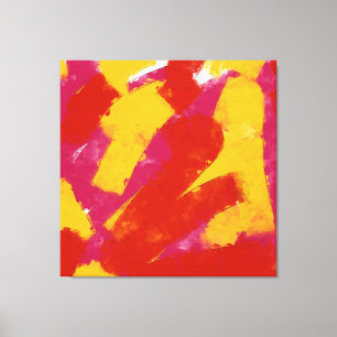 Abstract rood, geel en roze canvas afdruk