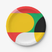 Abstract Rood Geometrisch Patroon Kerstmis Papieren Bordje (Voorkant)