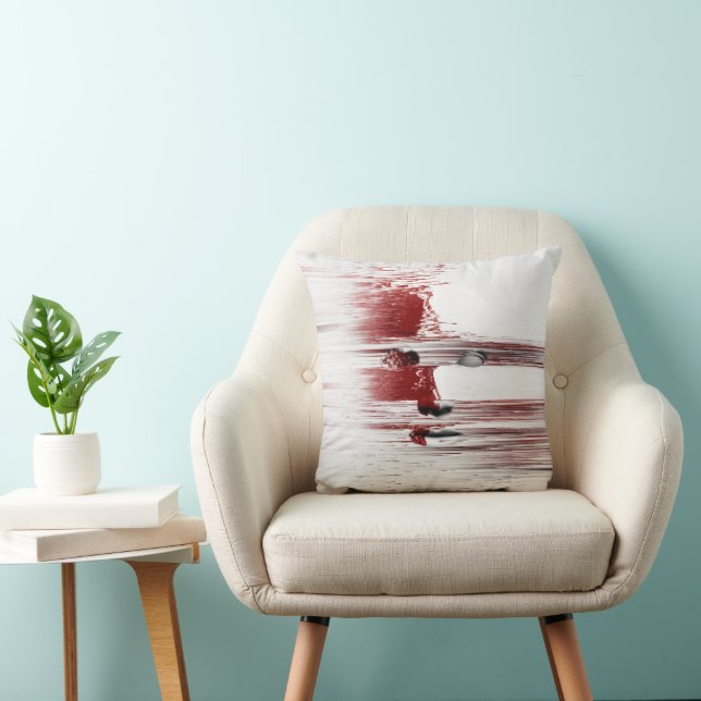 Abstract rood gezicht kussen (Stoel)